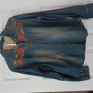 Vintage Martini Ranch Embroidered Denim Shirt